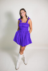 Purple Ruched Bodice Mini Dress
