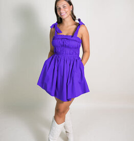 Purple Ruched Bodice Mini Dress