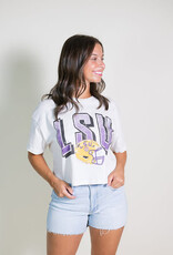 Off White LSU Helmet Fade Cropped Tee