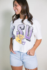 Off White LSU Helmet Fade Cropped Tee