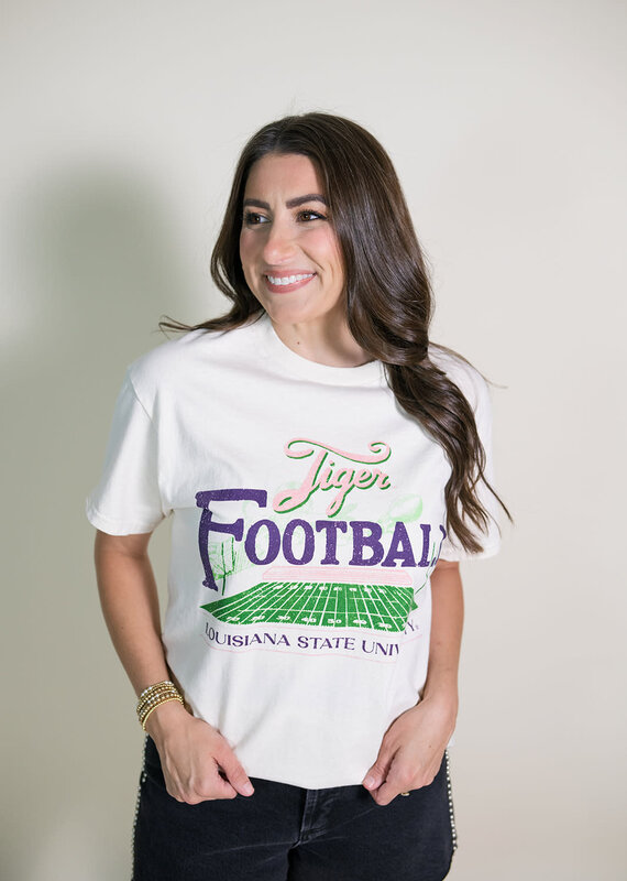 Off White LSU Tigers Football Field Thrifted Tee
