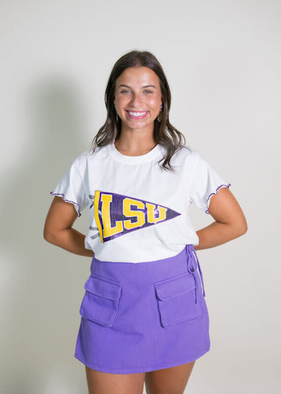 Queen of Sparkles Licensed LSU Pennant Frill Tee