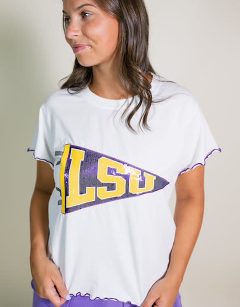 Queen of Sparkles Licensed LSU Pennant Frill Tee
