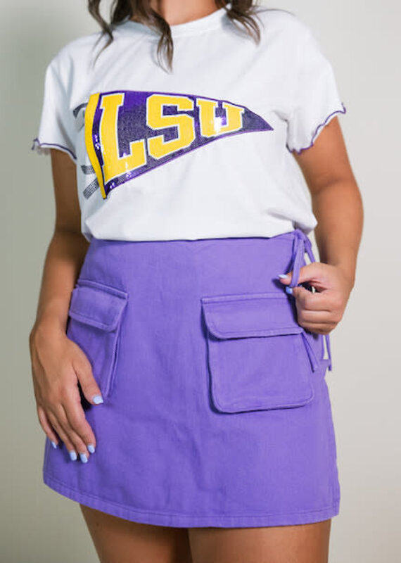 Lavender Denim Wrap Skort w/ Pockets