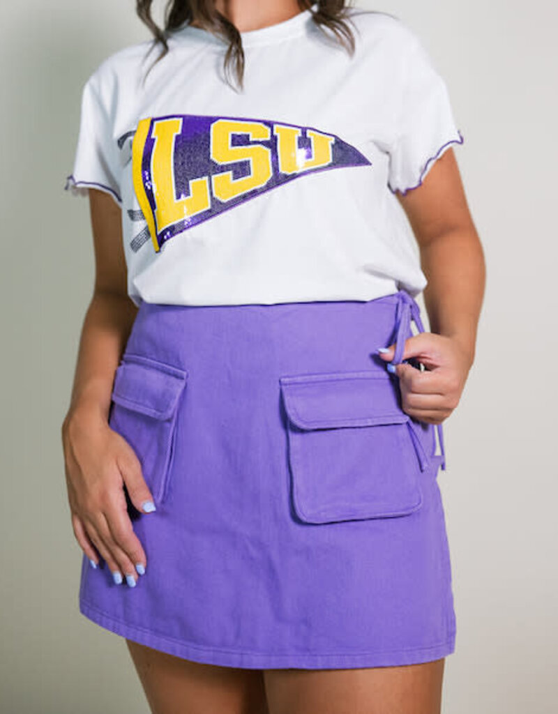 Lavender Denim Wrap Skort w/ Pockets