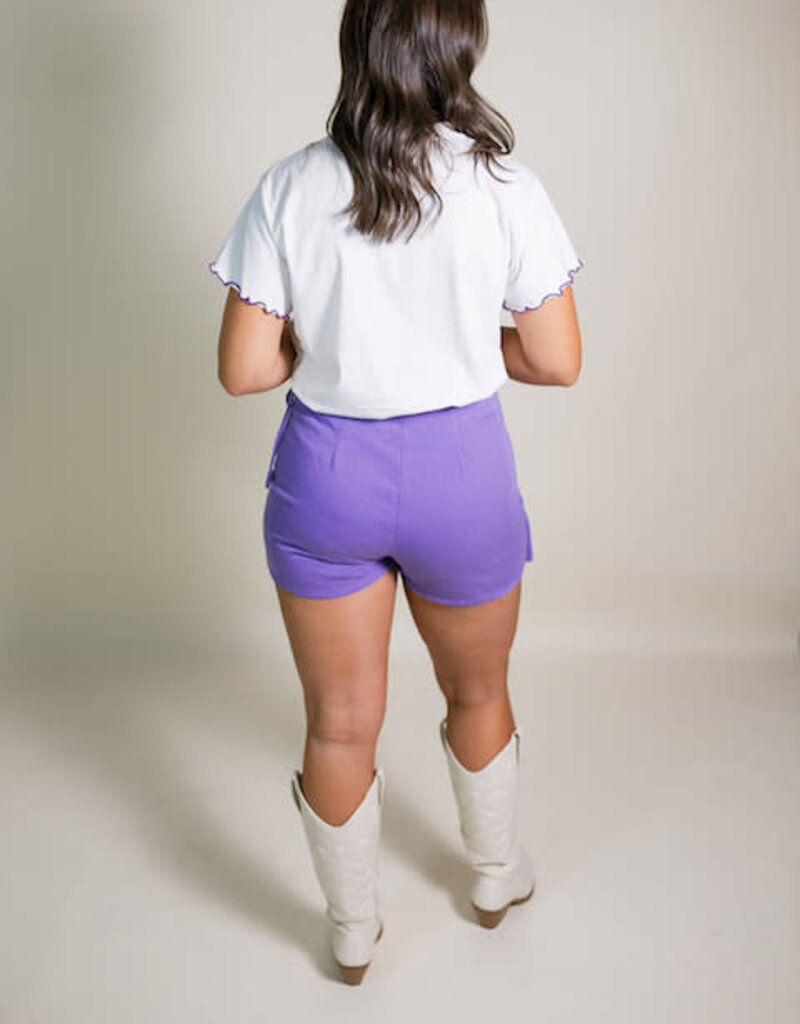 Lavender Denim Wrap Skort w/ Pockets