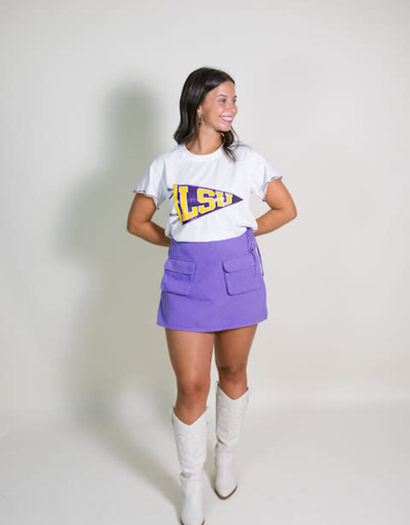 Lavender Denim Wrap Skort w/ Pockets
