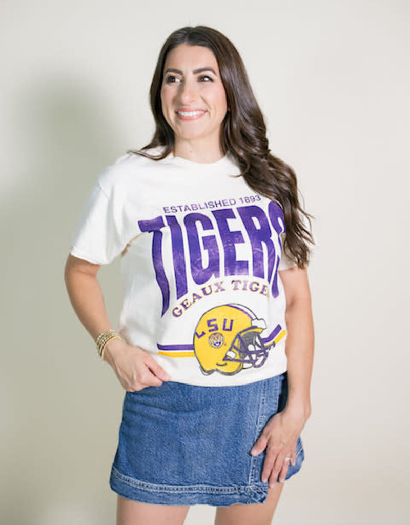 Off White LSU Tigers Helmet Thrifted Tee