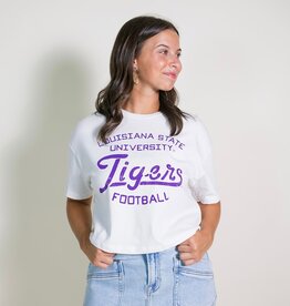 Off White LSU Tigers Cropped Football Stencil Tee