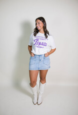 Off White LSU Tigers Cropped Football Stencil Tee