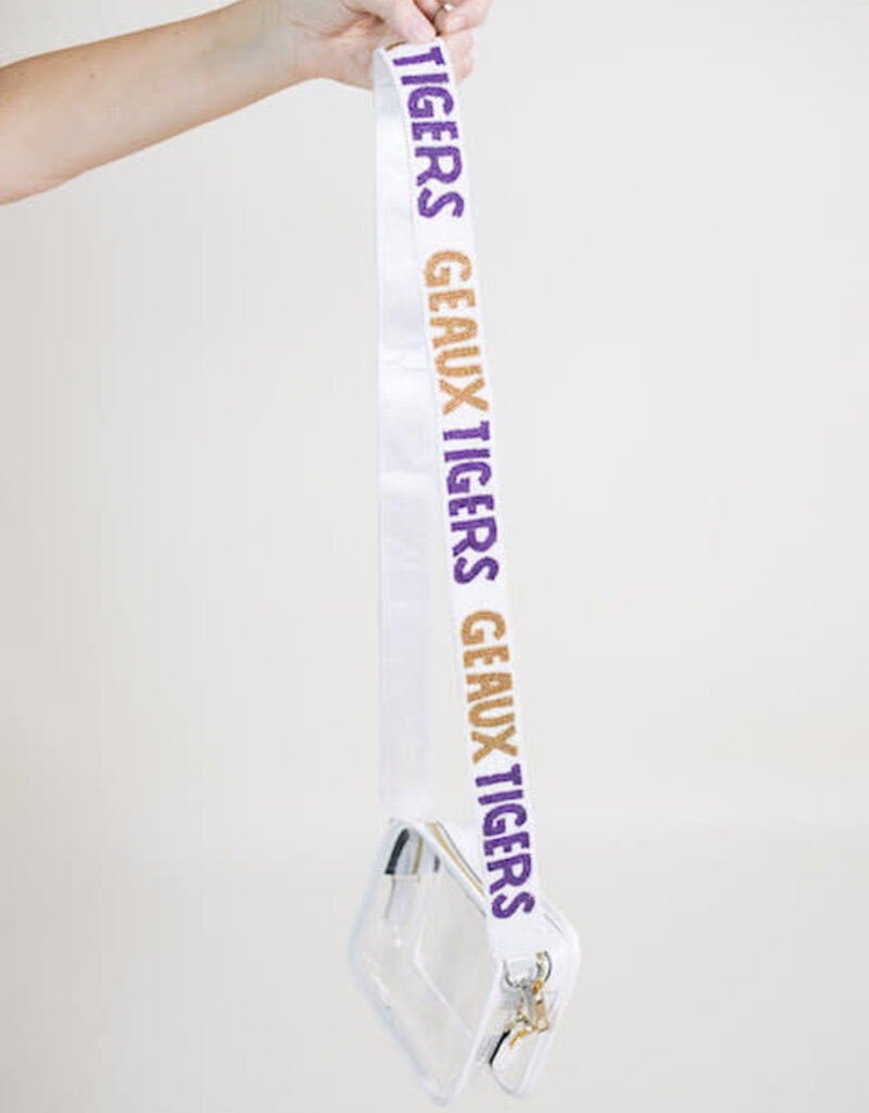 White Geaux Tigers Beaded Strap