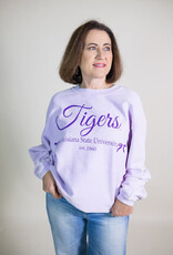 Lilac LSU Tigers Bows Corded Crew Sweatshirt