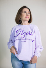 Lilac LSU Tigers Bows Corded Crew Sweatshirt