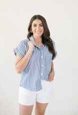Kirsty Striped Button Up Ink Blue