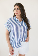 Kirsty Striped Button Up Ink Blue