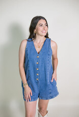 Paige Button Front Denim Romper