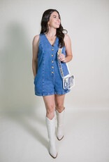 Paige Button Front Denim Romper