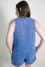 Paige Button Front Denim Romper