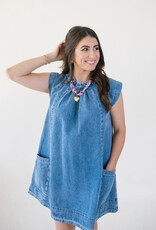 Wina Pleated Denim Swing Dress