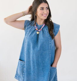 Wina Pleated Denim Swing Dress