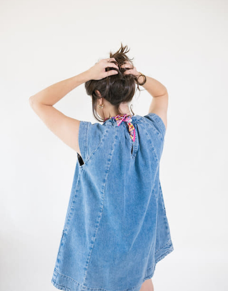 Wina Pleated Denim Swing Dress