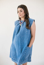 Wina Pleated Denim Swing Dress