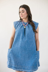 Wina Pleated Denim Swing Dress
