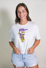 Off White LSU Mascot Flag Cropped Tee