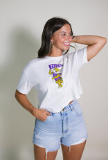 Off White LSU Mascot Flag Cropped Tee