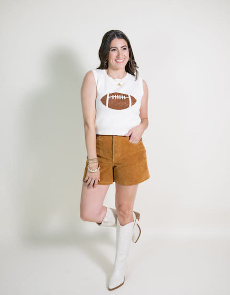 Rhinestone Football Sweater Tank