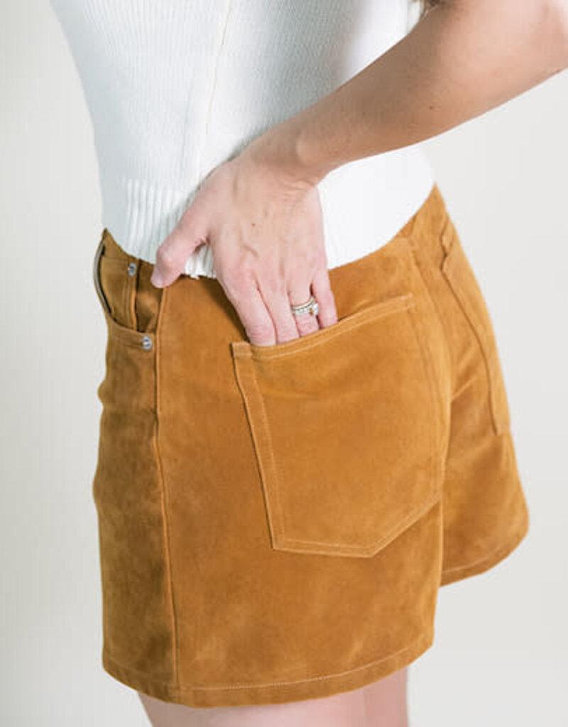 Free People Tippi Vegan Suede Short Dark Honey