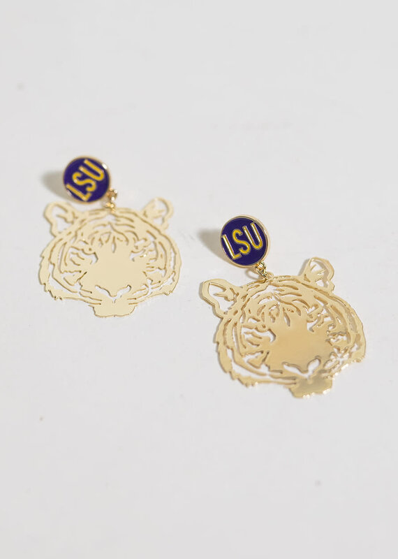 LSU Tiger Face Earrings