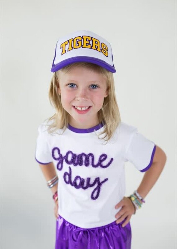 Girls Tigers Trucker Hat Purple