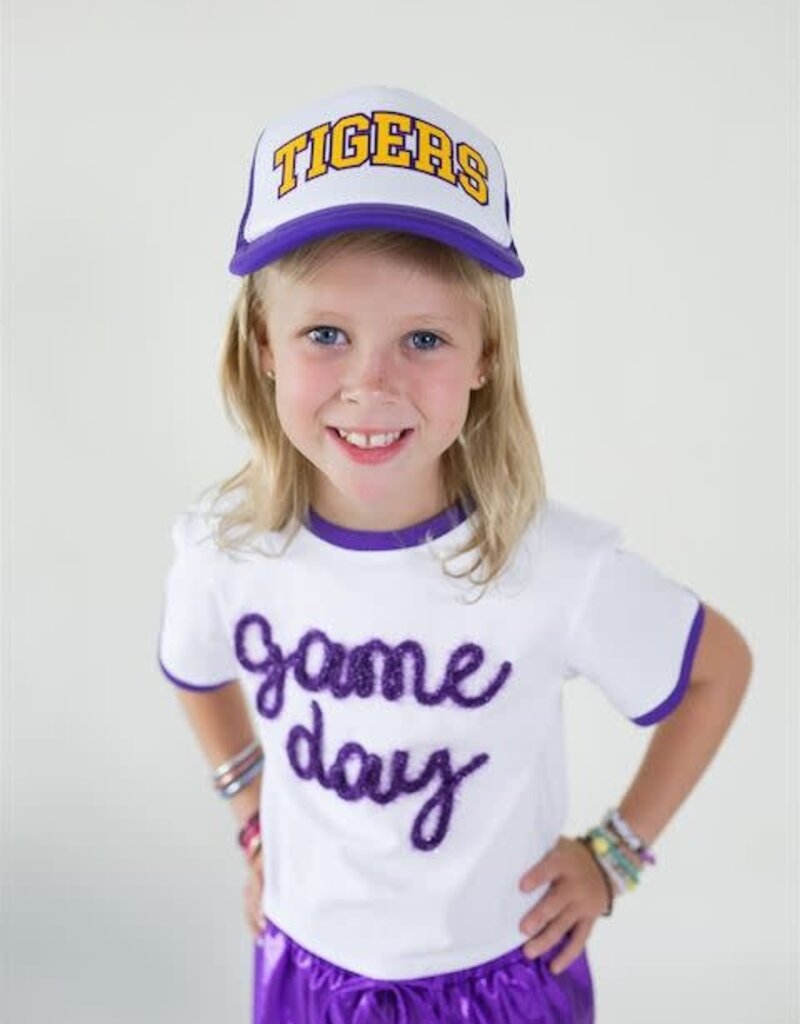 Girls Tigers Trucker Hat Purple