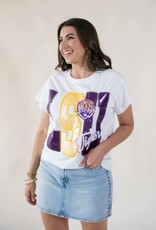 Queen of Sparkles Licensed LSU Metallic Word w/ Icons Tee