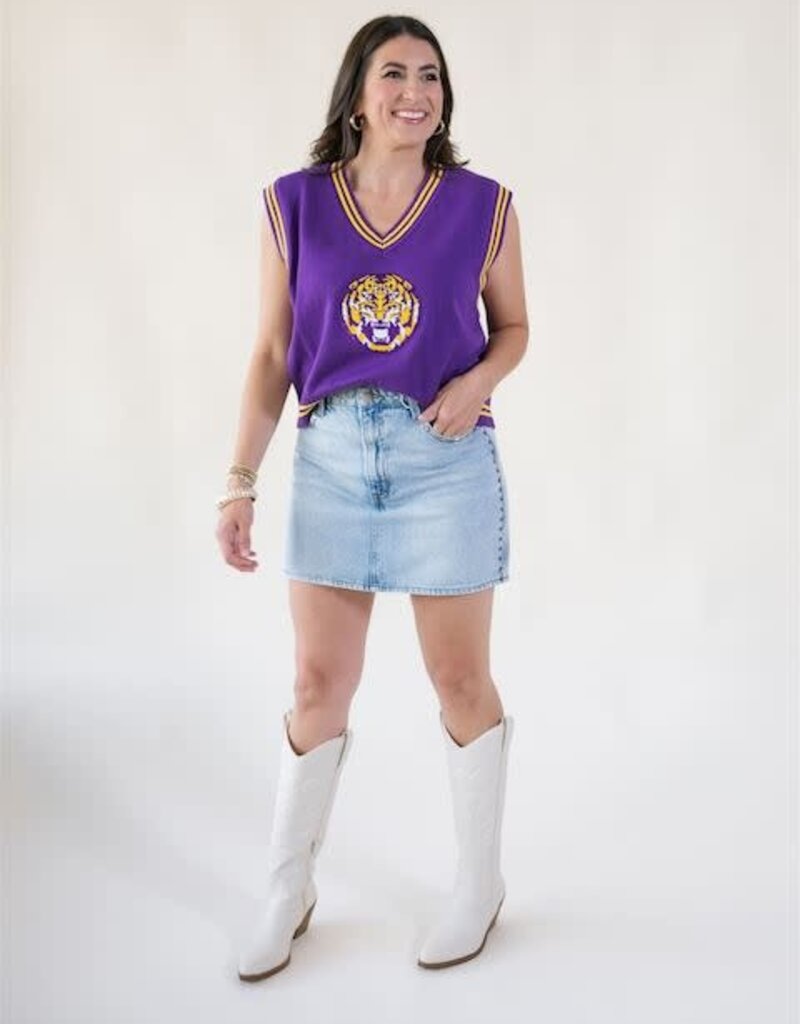Queen of Sparkles Licensed LSU Small Mascot Sweater Vest