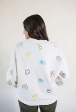 Queen of Sparkles Beige Multi Crayon & Doodle Sweatshirt