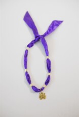 Purple Tiger Charm Scarf Necklace
