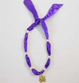 Purple Tiger Charm Scarf Necklace