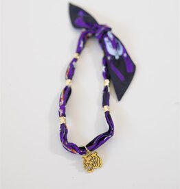 Purple Tiger Scarf w/ Large Tiger Charm