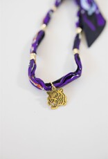 Purple Tiger Scarf w/ Large Tiger Charm