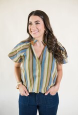 Blake Striped Ruffle Collar Blouse