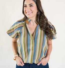 Blake Striped Ruffle Collar Blouse