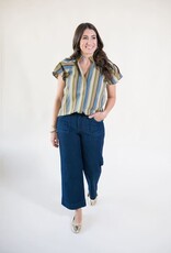 Blake Striped Ruffle Collar Blouse