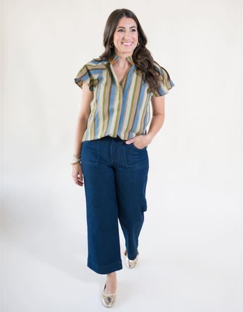 Blake Striped Ruffle Collar Blouse