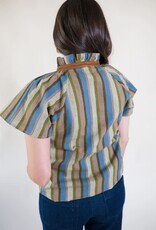 Blake Striped Ruffle Collar Blouse