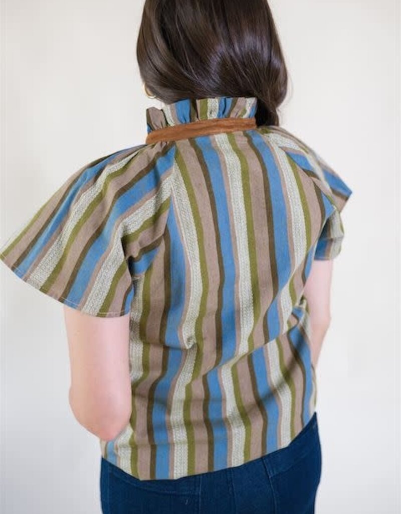 Blake Striped Ruffle Collar Blouse