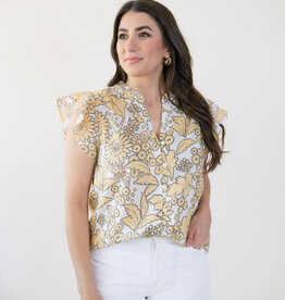 Dylan Sunflower Button Front Blouse