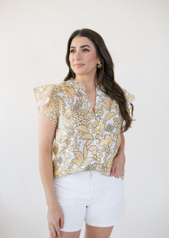 Dylan Sunflower Button Front Blouse