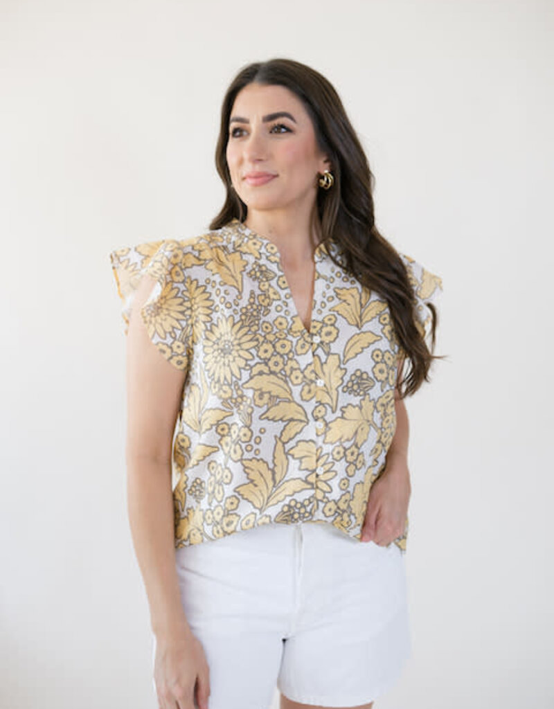 Dylan Sunflower Button Front Blouse